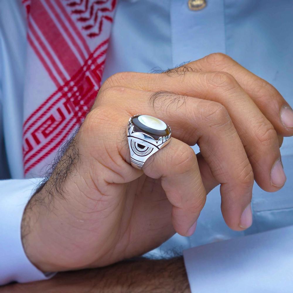 خاتم فضة عقيق يماني سليماني