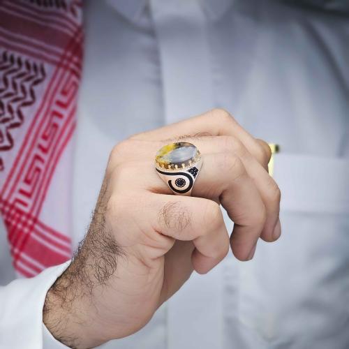 خاتم فضة عقيق يماني طحلبي