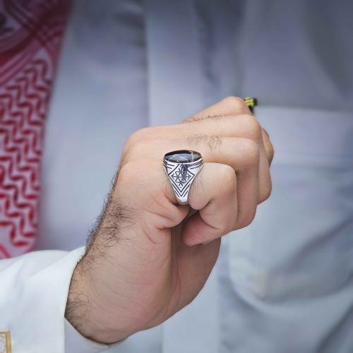 خاتم فضة عقيق يماني خرايطي