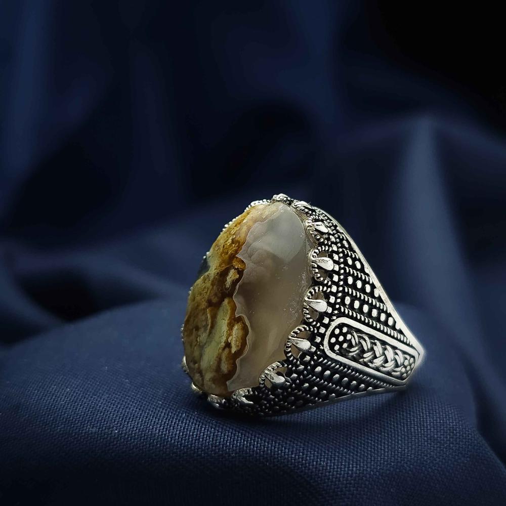 خاتم فضة عقيق يماني خرايطي نادر