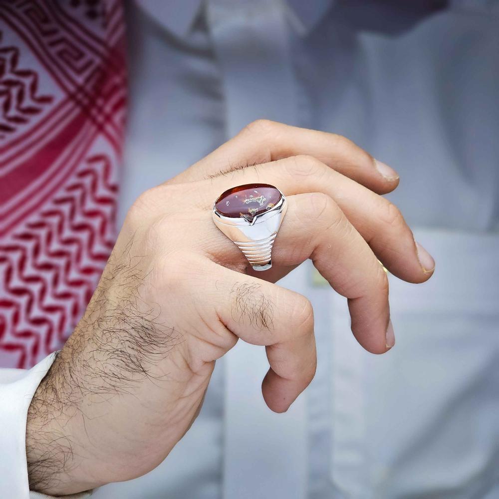 خاتم بحريني عقيق يماني خرايطي كبدي