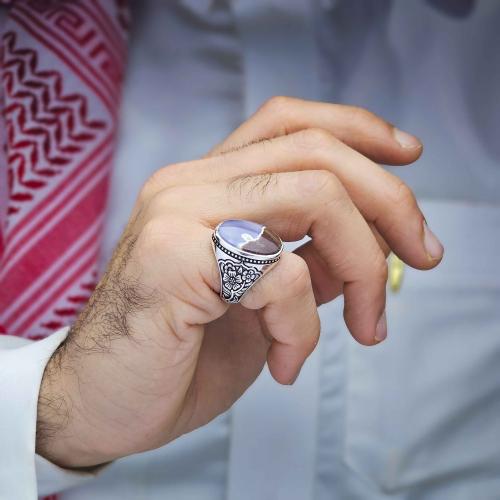خاتم فضة عقيق يماني نادر