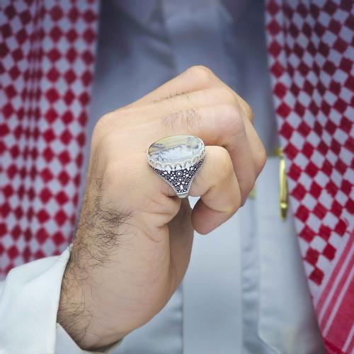 خاتم فضة عقيق يماني شجراني
