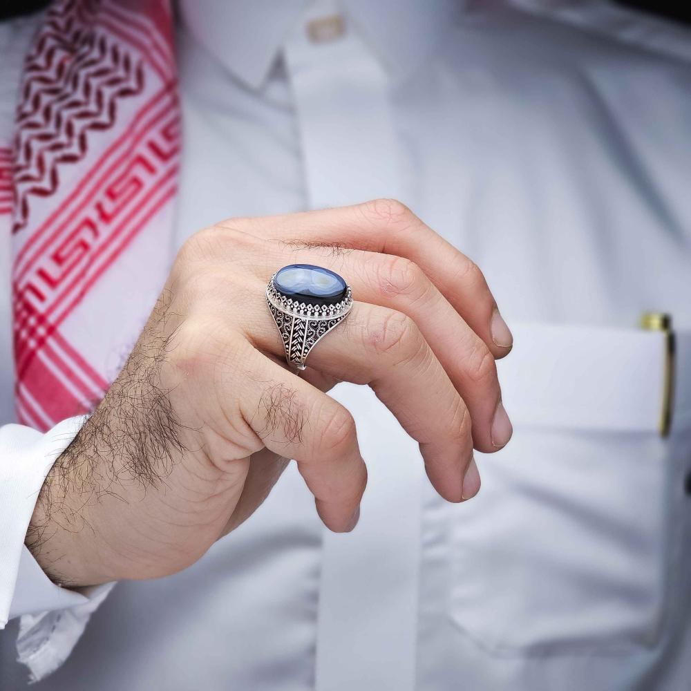 خاتم فضة عقيق يماني سليماني نادر