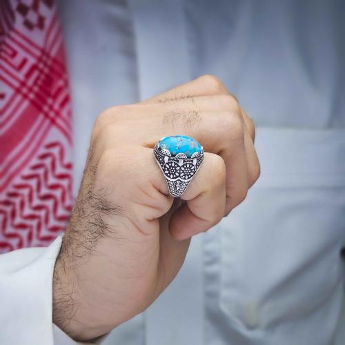خاتم فضة حجر فيروز نيشابوري