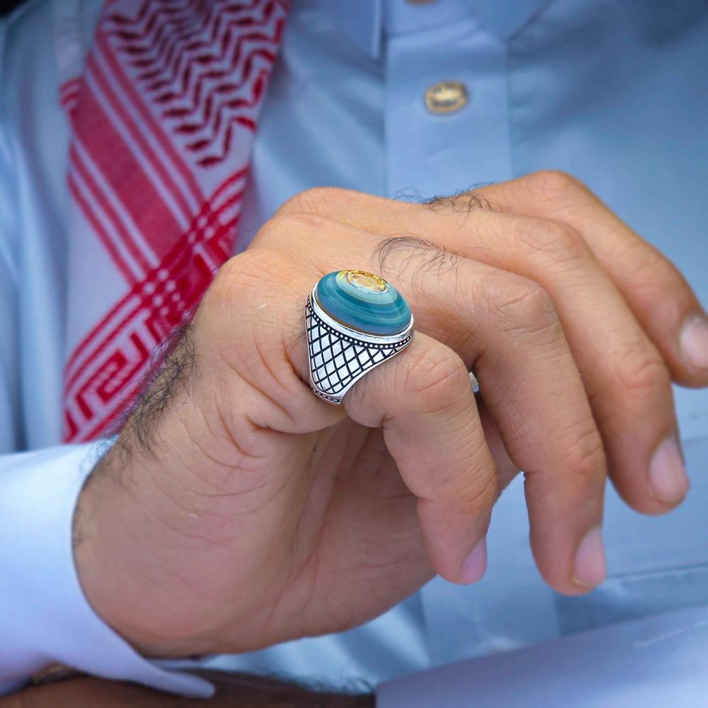 خاتم فضة عقيق يماني سليماني