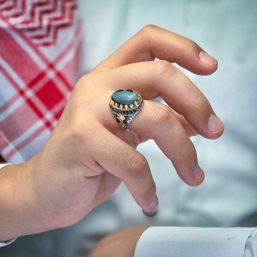 خاتم فضة عقيق يماني اسود