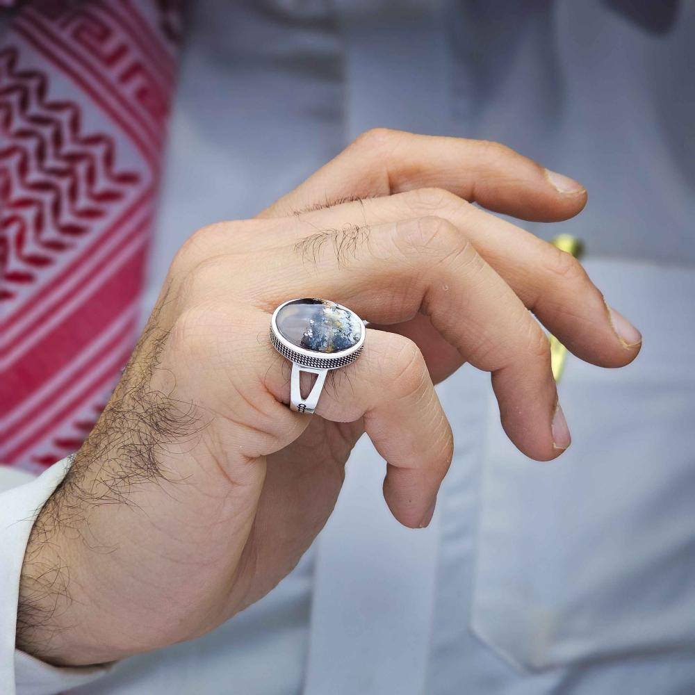 خاتم ملكي عقيق يماني طحلبي