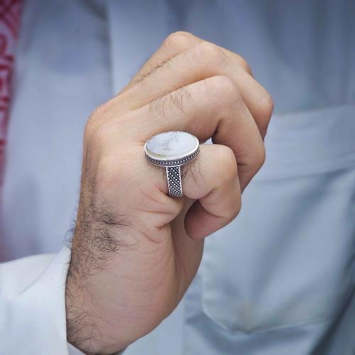 خاتم فضة عقيق يماني شجراني