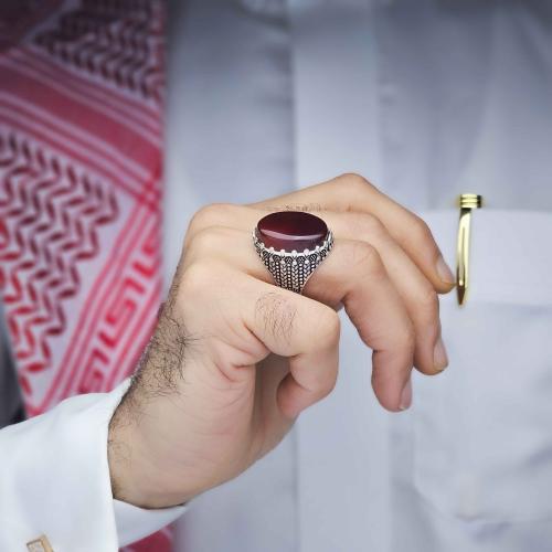 خاتم فضة عقيق كرزي