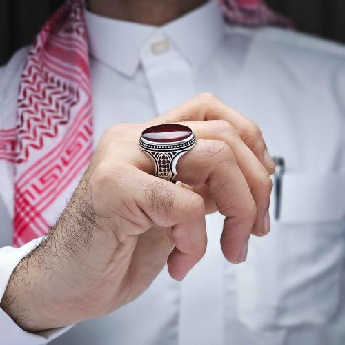 خاتم فضة عقيق كبدي
