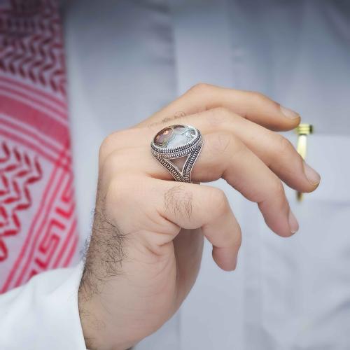 خاتم فضة عقيق يماني داوودي