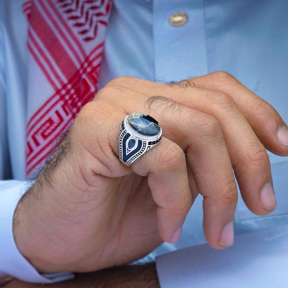 خاتم فضة عقيق يماني خرايطي