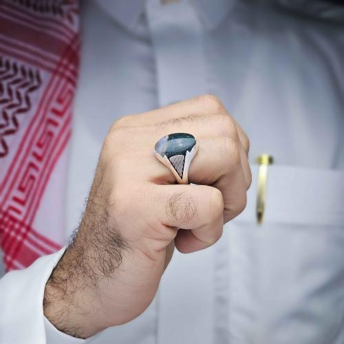 خاتم فضة عقيق يماني خرايطي نادر