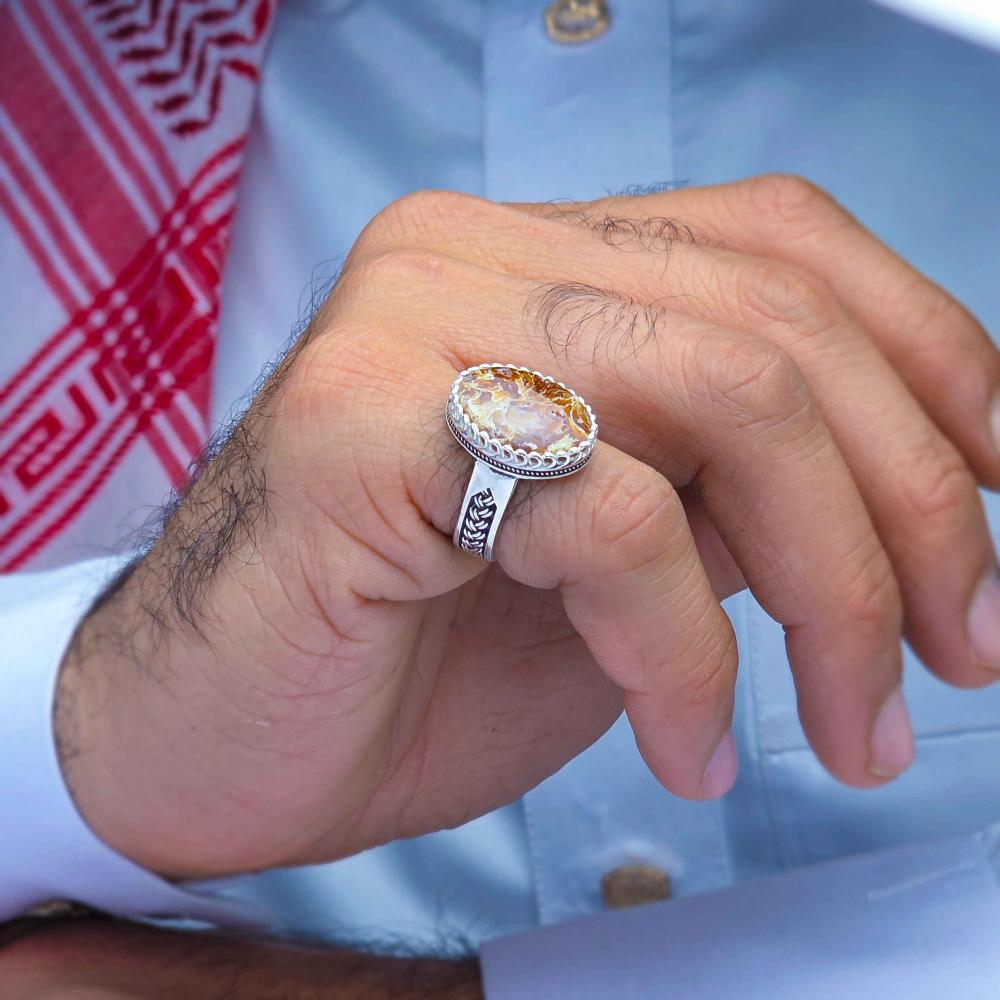 خاتم فضة عقيق يماني خرايطي