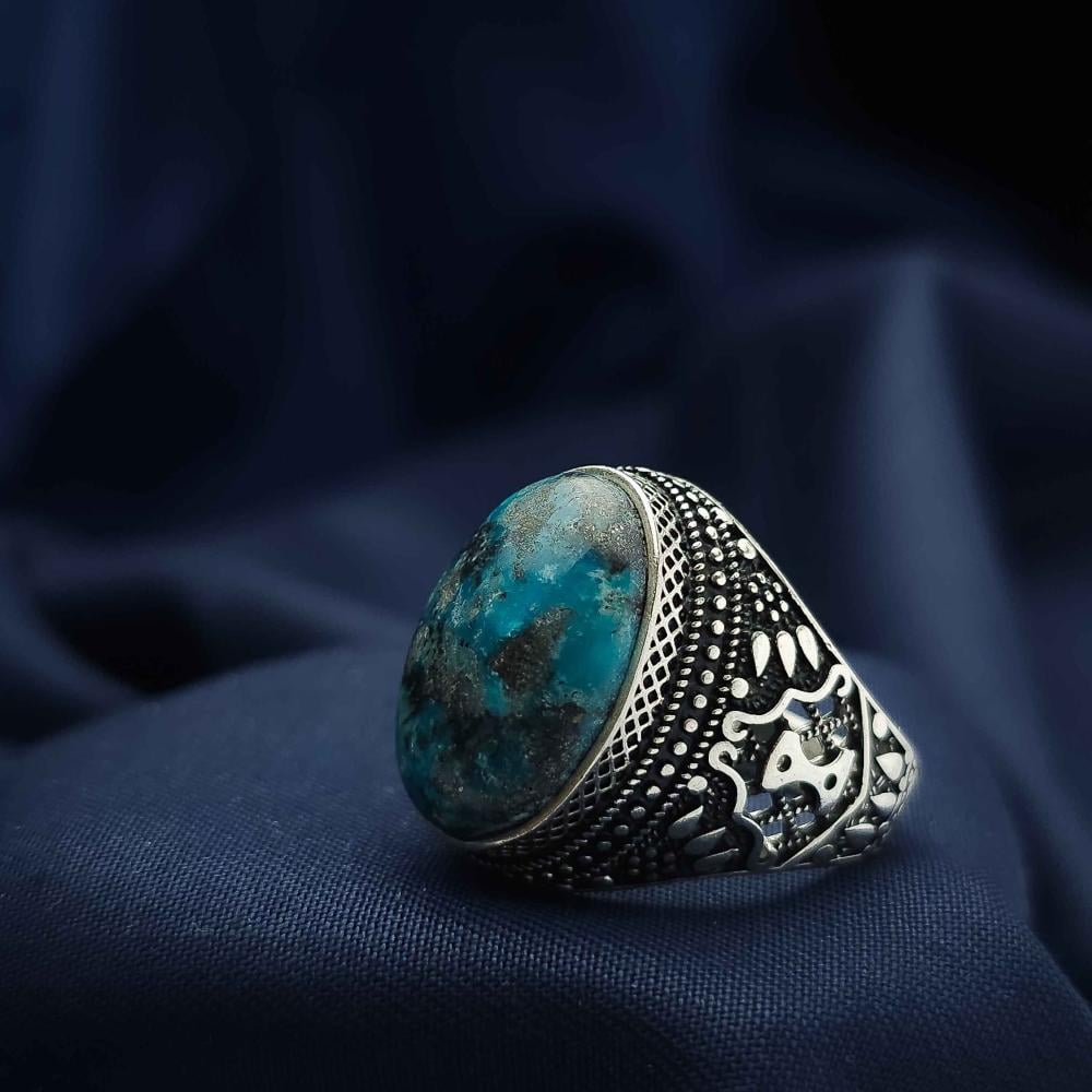خاتم فضة حجر فيروز ايراني