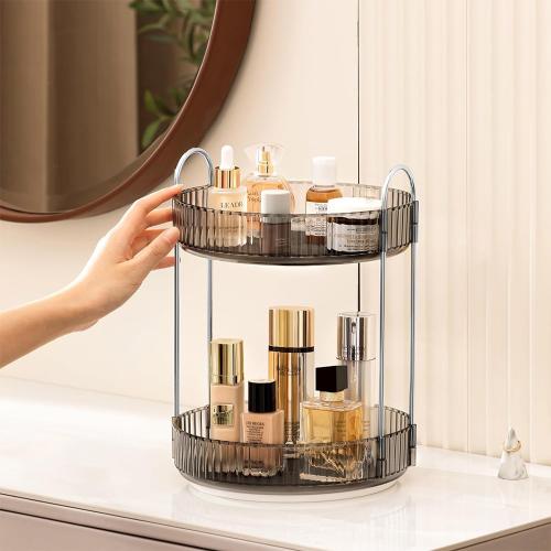 منظم عطور أنيق بطبقتين – حامل أنيق للعطور ومستحضرا...