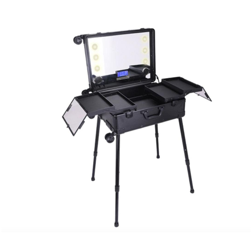 BS-5846A شنطة مكياج مضيئة مع مراية اسود