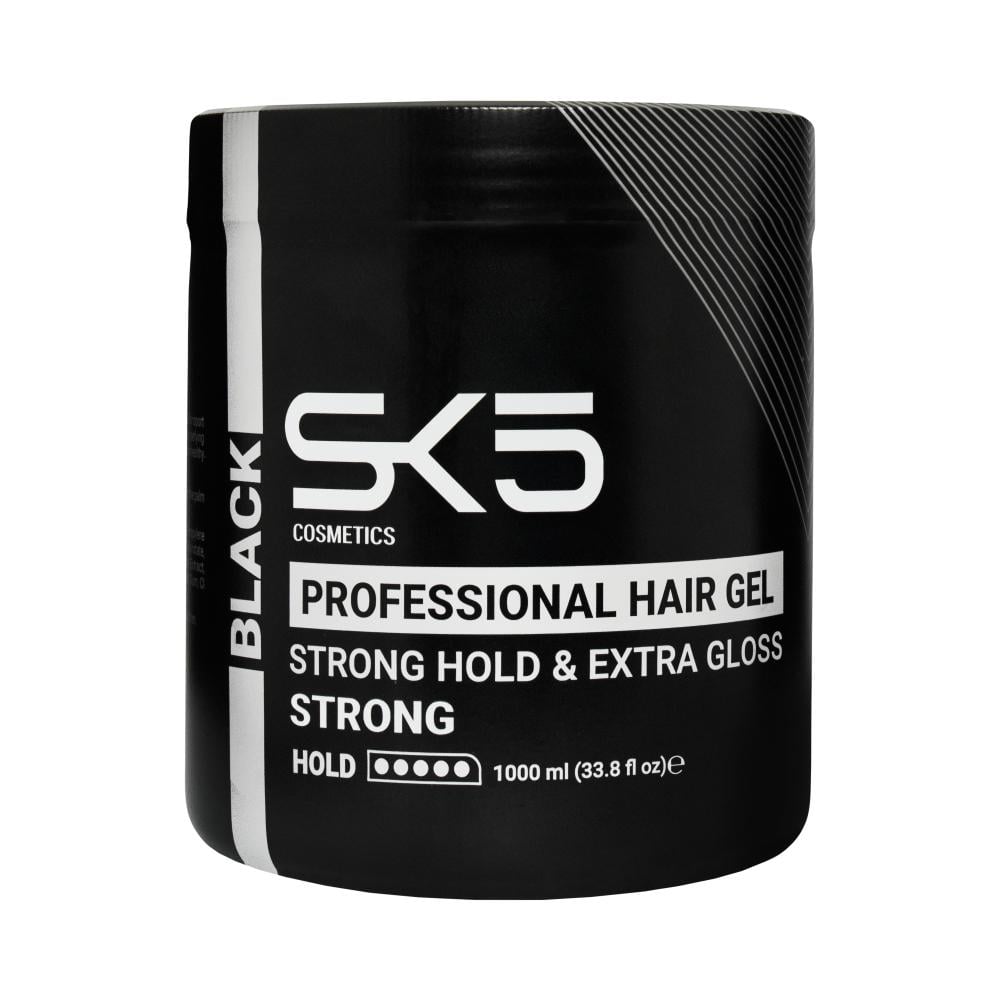 SK5 | Black Hair Fixing Gel for Strong Hold and Attractive Shine | 1000 ml