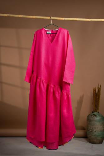 Magenta Fuchsia Flowing Linen Dress