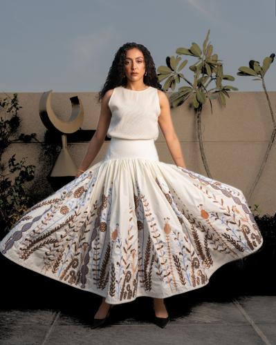 White Hand Made Embroidered Skirt