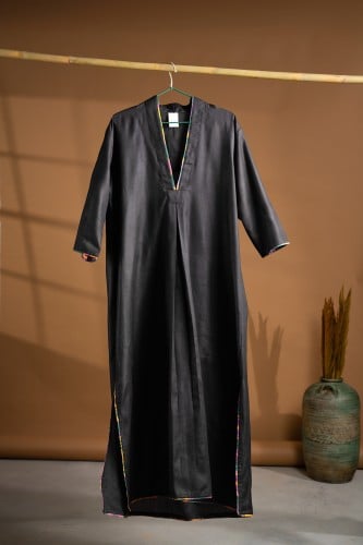 A-Line Linen Black Dress