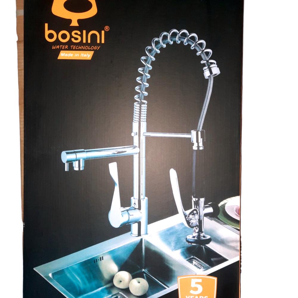 خلاط مطبخ بوسينى ارضى 2 خط لون كروم فاخر متعدد الاستخدام صناعة ايطالية ضمان 5 سنوات