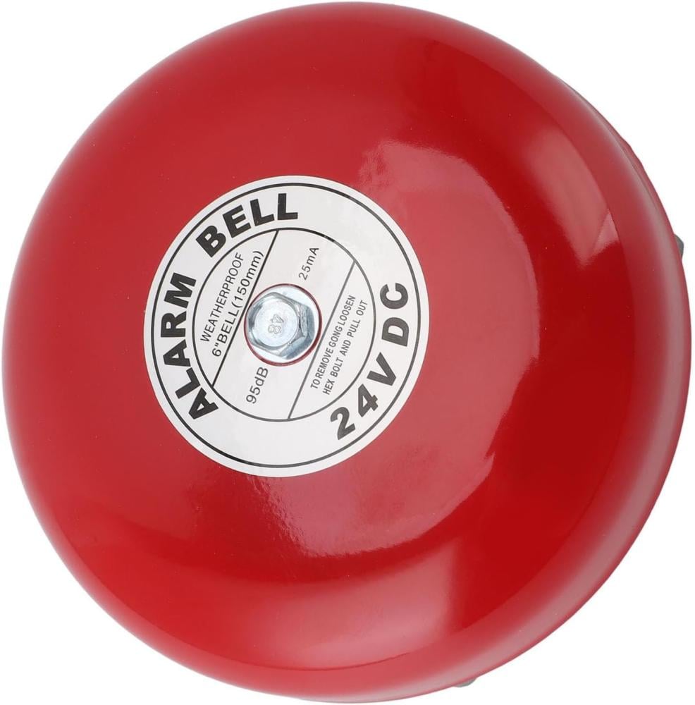 FIRE ALARM BELL, 6IN 95DB 24V RED ALUMINUM SECURITY BELL ELECTRIC | WAREHOUSE ALARM BELL FOR HOME HOTEL