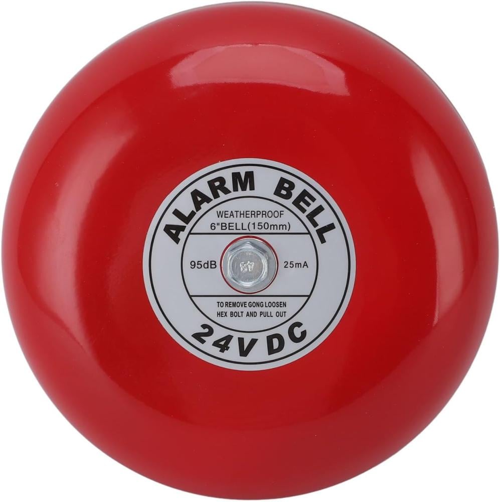FIRE ALARM BELL, 6IN 95DB 24V RED ALUMINUM SECURITY BELL ELECTRIC | WAREHOUSE ALARM BELL FOR HOME HOTEL
