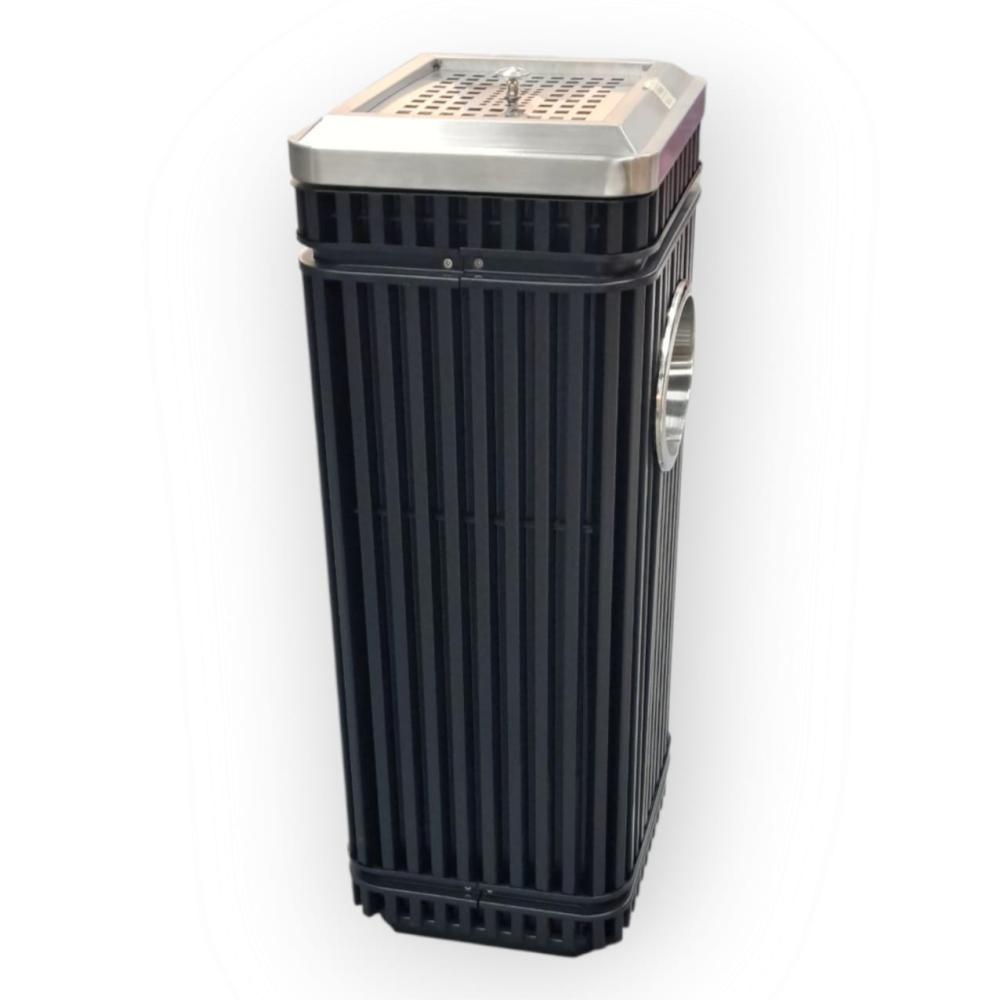 طفاية سجائر مع سلة مهملات ستيل لون اسود  GWD1559BLACK