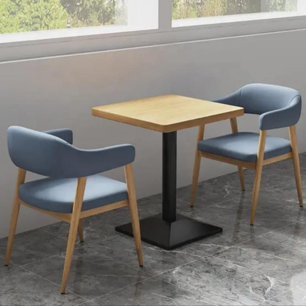طاولة طعام خشب لون بيج مربعه 60CM قاعدة حديد اسود GWD1211BEIGE