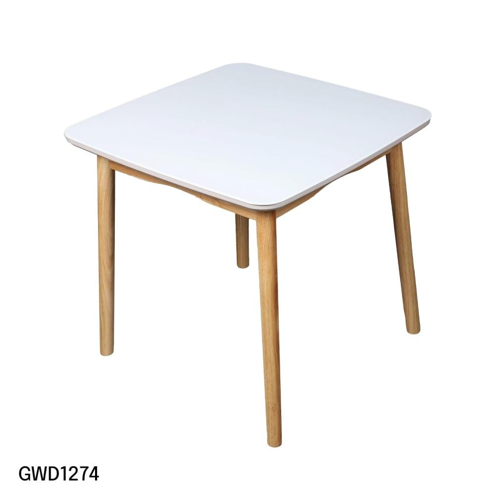 طقم طاولة طعام سطح زجاجي مربع مع 4 كراسي جلد رصاصي  GWD-1274-4