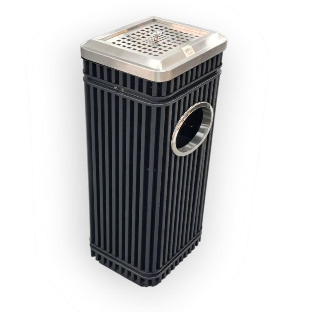 طفاية سجائر مع سلة مهملات ستيل لون اسود  GWD1559BLACK