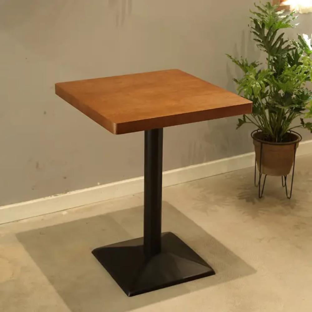 طاولة طعام خشب لون بني مربعه 60CM قاعدة حديد اسود GWD1211BROWN