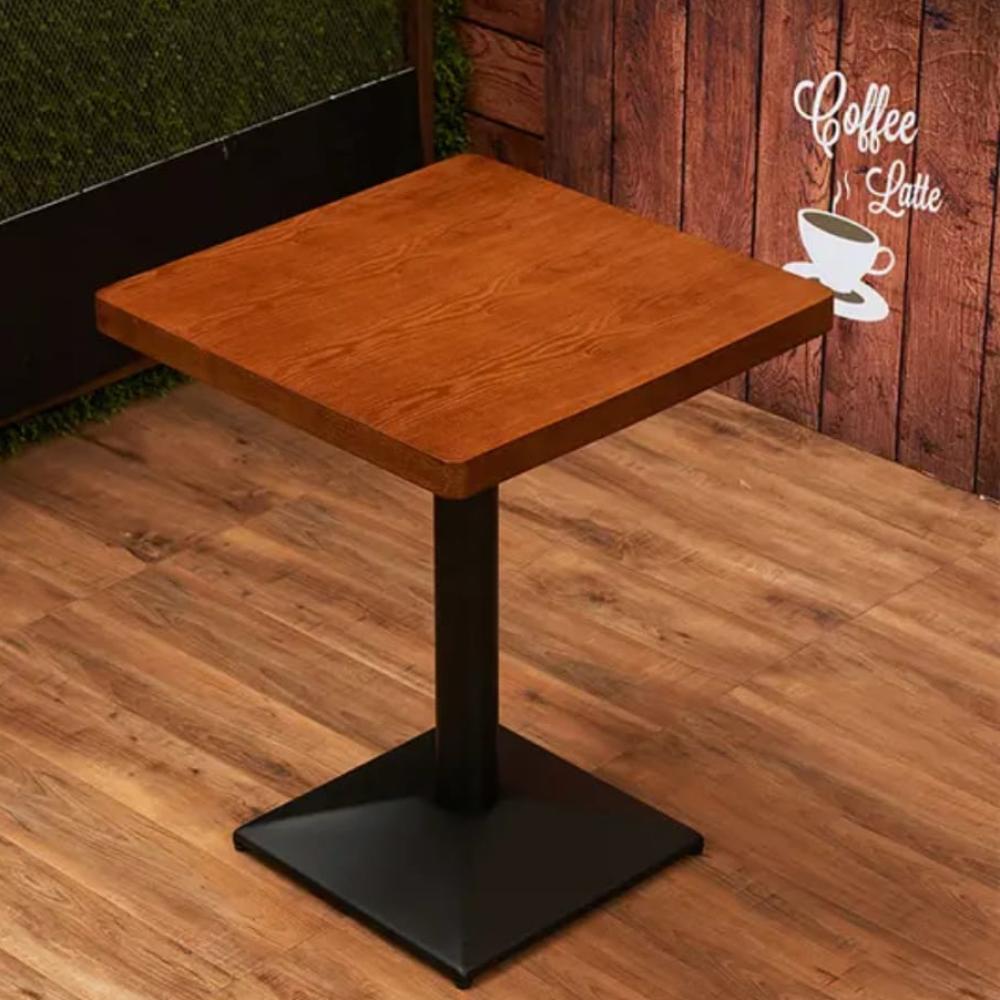 طاولة طعام خشب لون بني مربعه 60CM قاعدة حديد اسود GWD1211BROWN