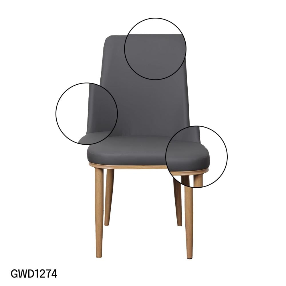طقم طاولة طعام سطح زجاجي مربع مع 4 كراسي جلد رصاصي  GWD-1274-4