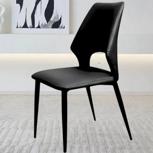 كرسي طعام جلد اسود وقاعدة ارجل حديد GWD1593BLACK