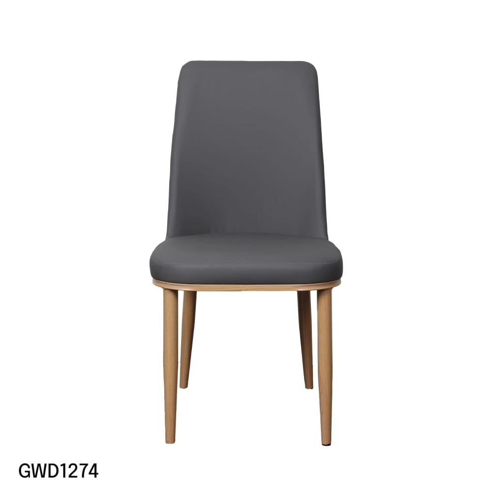 طقم طاولة طعام سطح زجاجي مربع مع 4 كراسي جلد رصاصي  GWD-1274-4