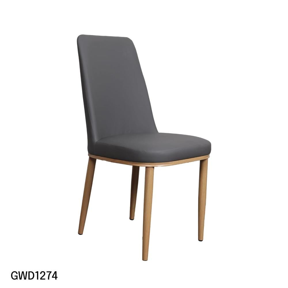 طقم طاولة طعام سطح زجاجي مربع مع 4 كراسي جلد رصاصي  GWD-1274-4