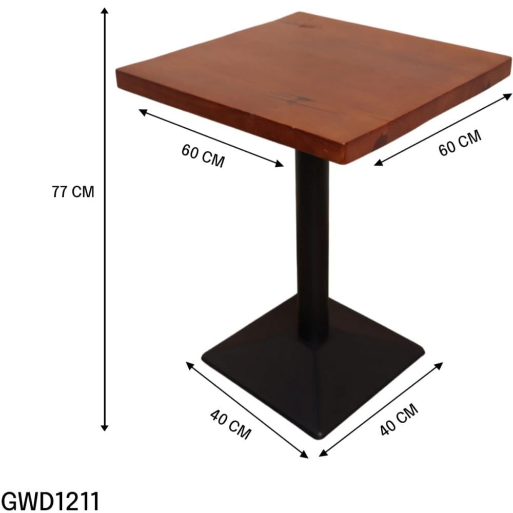 طاولة طعام خشب لون بني مربعه 60CM قاعدة حديد اسود GWD1211BROWN