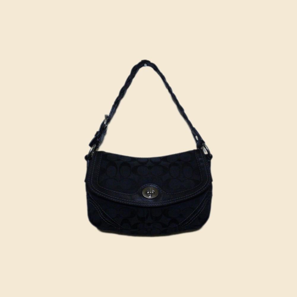 Vintage Coach Chelsea Optic Signature Turnlock Bag (Blue) | 美品 