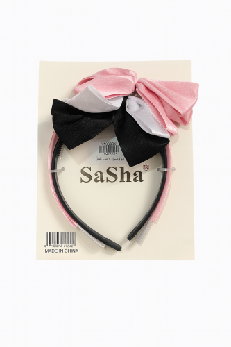 طوق شعر بناتي من SaSha – فيونكة حريرية ثلاثية الأل...