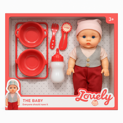 دمية Lovely مع أدوات الطعام – لعبة تفاعلية للبنات
