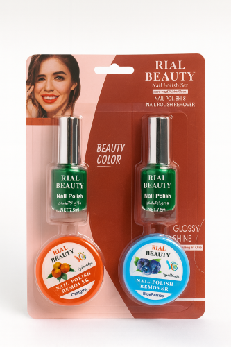 طقم مناكير RIAL BEAUTY باللون الأخضر مع مزيلات برو...