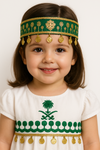 ربطات رأس للبنات مطرزة باللون الأخضر والذهبي لليوم...