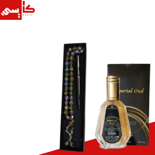 طقم عطر 50 مل عود + قلم ومسبحة