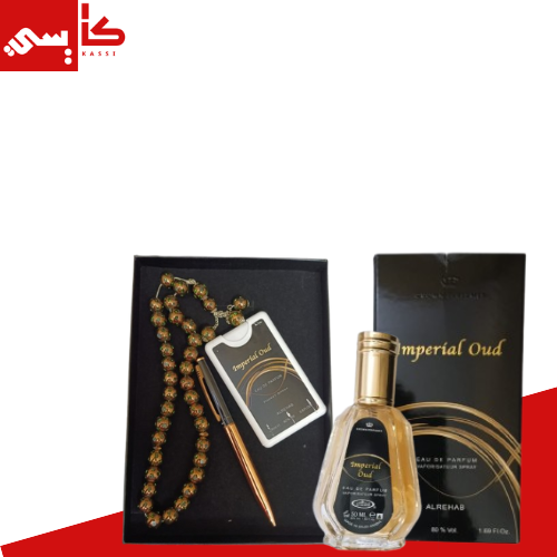 طقم عطر 50 مل عود + قلم ومسبحة