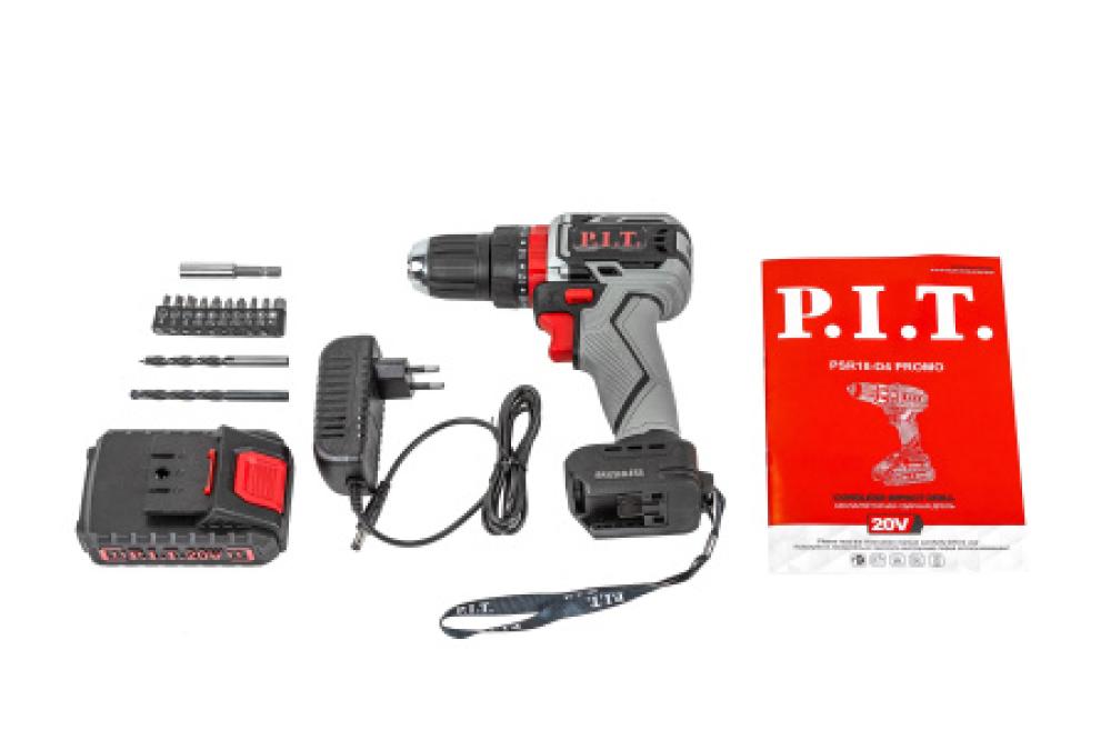 دريل هامر بطارية (20) فولت راس (10)مم P.I.T PSR18-D4 مع بطاريتين وشاحن