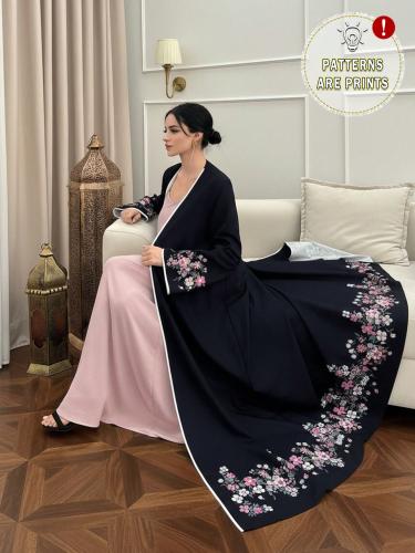 عباية نسائية فضفاضة أنيقة مطرزة بالزهور