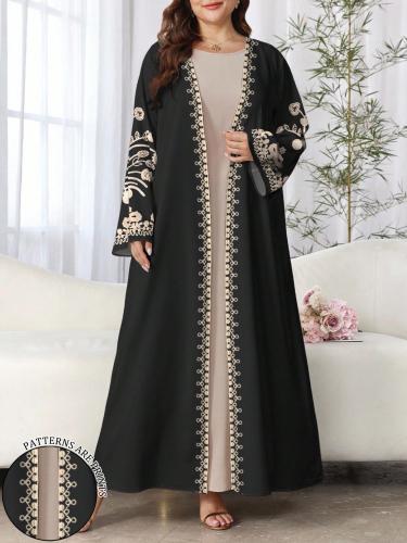 عباية كاجوال طويلة الأكمام مطبوعة بطراز زهري